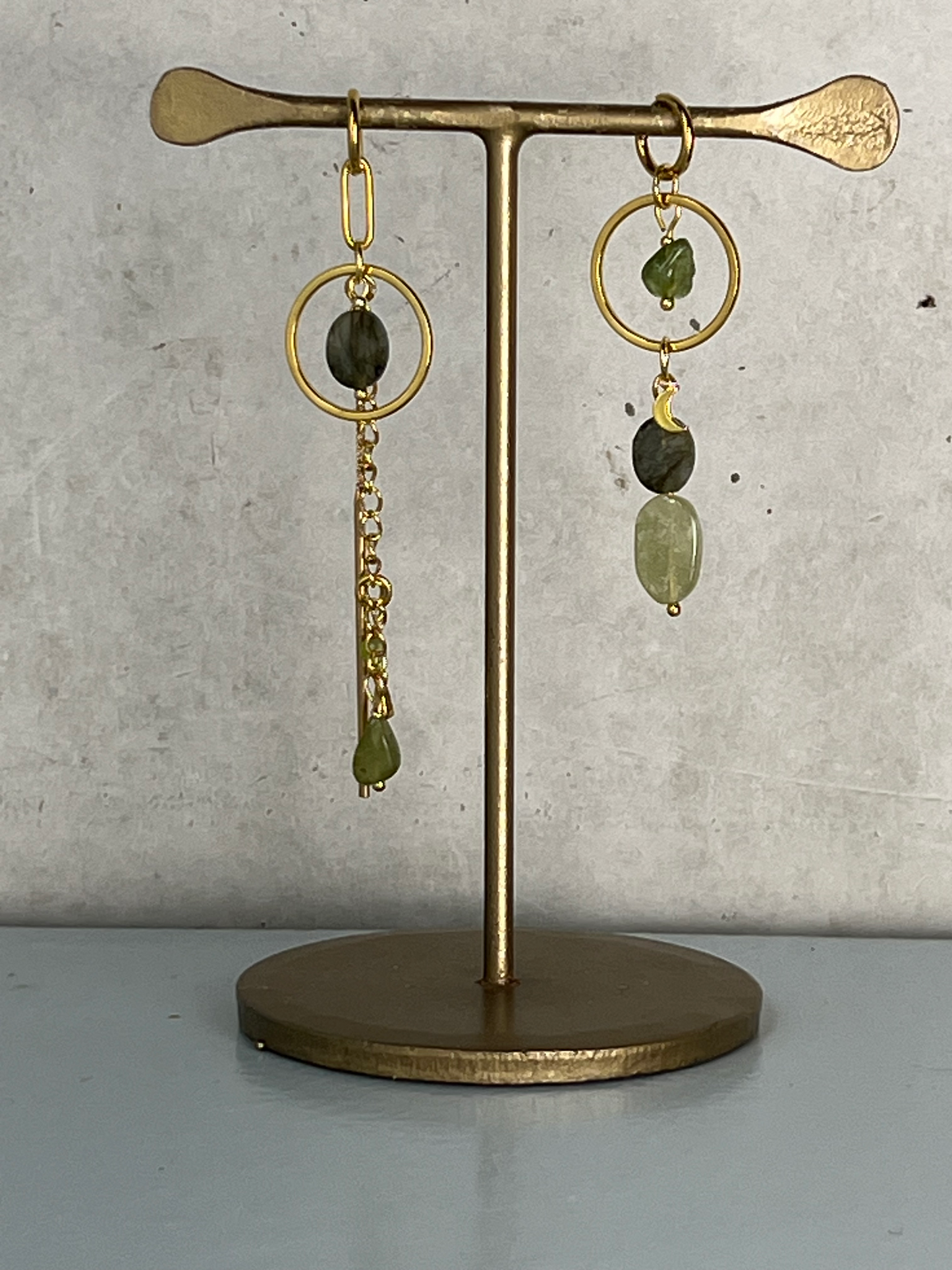 Rhapsody in Green Earrings * gold-toned