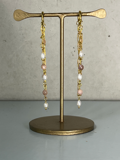 Bohemian Nude Waterfall Earrings * gold-toned