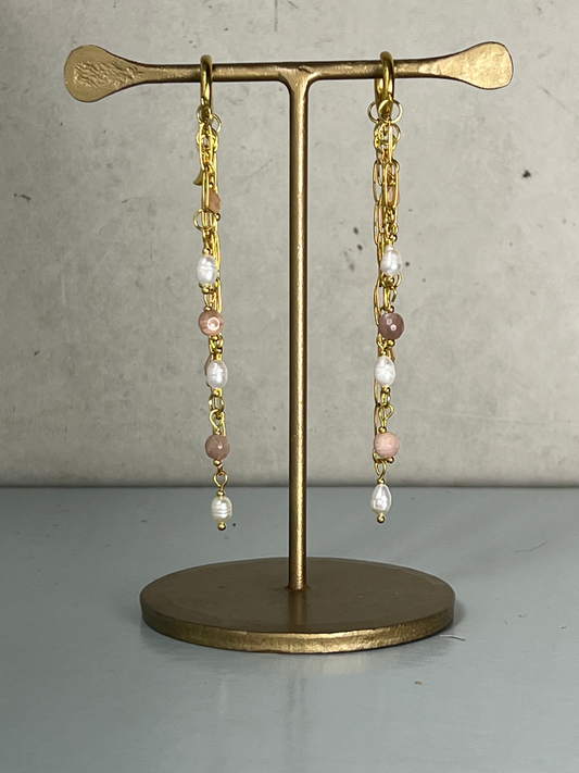 Bohemian Nude Waterfall Earrings * gold-toned
