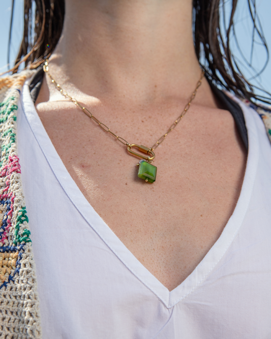 Grashopper Delight Statement Lock Necklace * gold toned