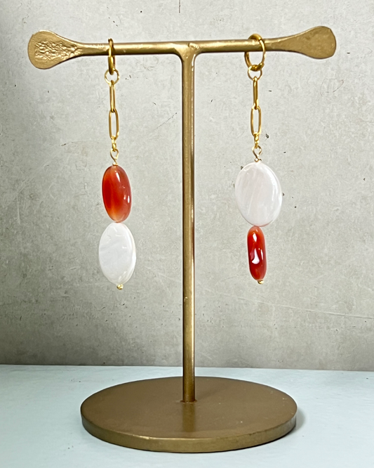 Rosebud & Pearl Earrings * gold-toned