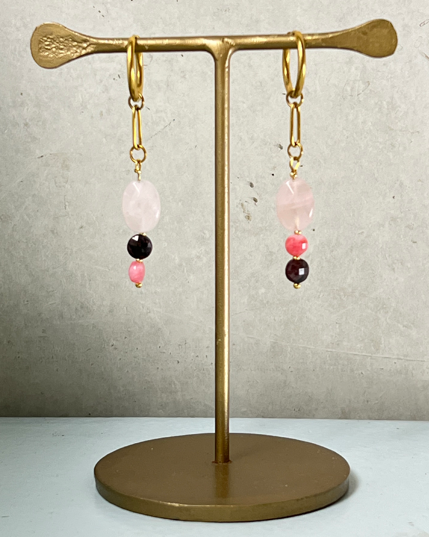 Rosebud & Pearl Earrings * gold-toned