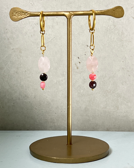 Rosebud & Pearl Earrings * gold-toned
