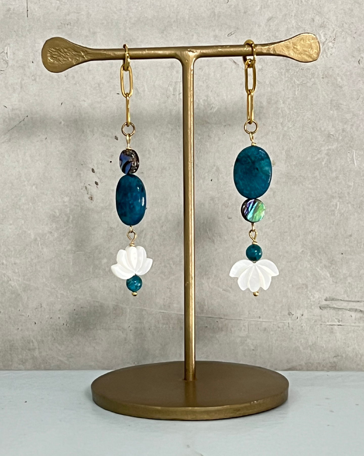 Dancing Lotus Earrings * gold-toned