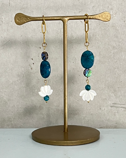 Dancing Lotus Earrings * gold-toned