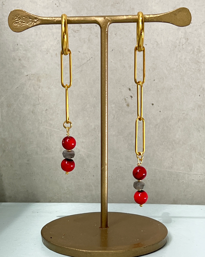 Cat on a Straw Roof Asymmetrical Earrings * gold-toned unique earrings handcrafted by loulala atelier