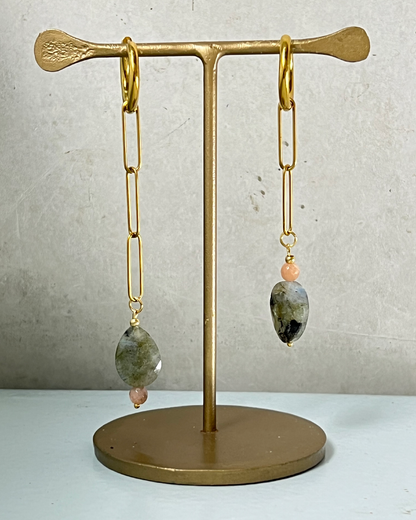 Cat on a Straw Roof Asymmetrical Earrings * gold-toned unique earrings handcrafted by loulala atelier