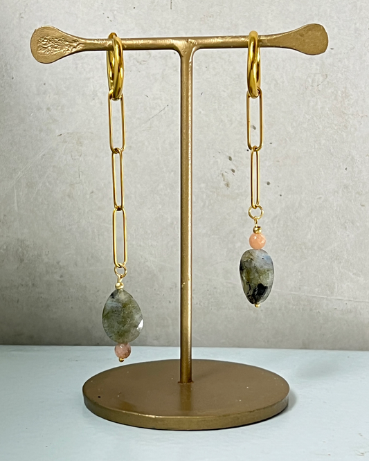 Cat on a Straw Roof Asymmetrical Earrings * gold-toned unique earrings handcrafted by loulala atelier