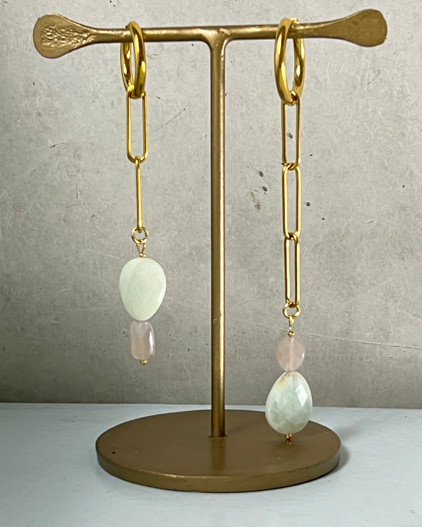 Cat on a Straw Roof Asymmetrical Earrings * gold-toned unique earrings handcrafted by loulala atelier