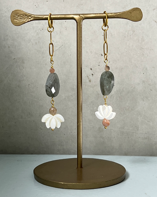 Dancing Lotus Earrings * gold-toned