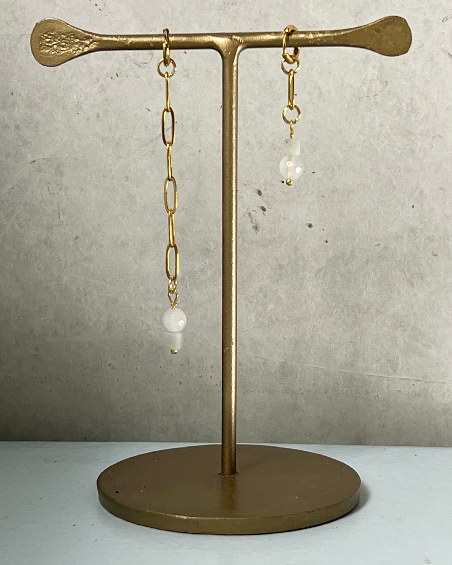 Pretty in Pink Asymmetrical Earrings * gold-toned handcrafted by loulala atelier