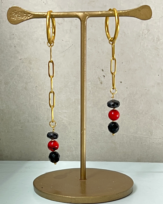 Pretty in Pink Asymmetrical Earrings * gold-toned handcrafted by loulala atelier