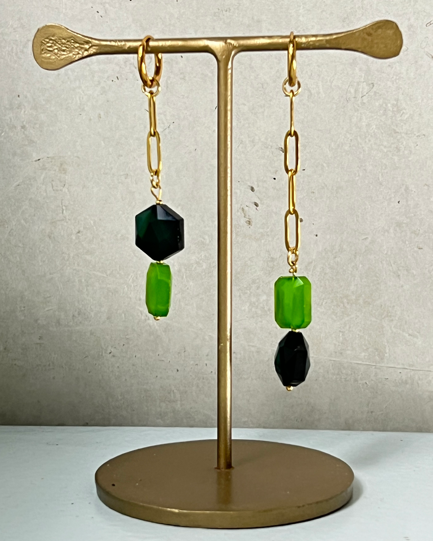 A Forest Walk in Autumn Asymmetrical Earrings * gold-toned handcrafted by loulala atelier