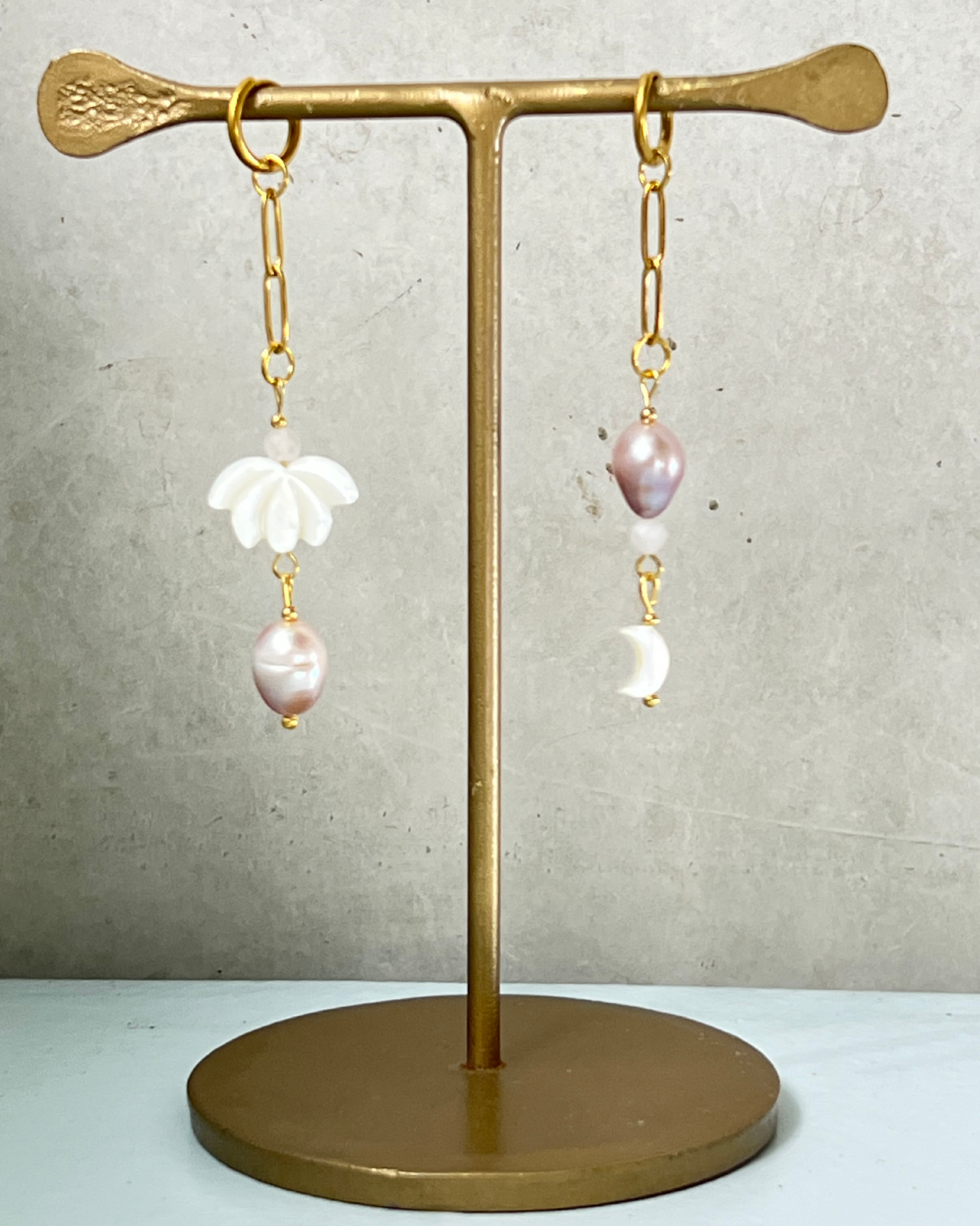 Dancing Lotus Earrings * gold-toned