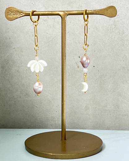 Dancing Lotus Earrings * gold-toned