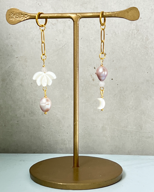 Dancing Lotus Earrings * gold-toned